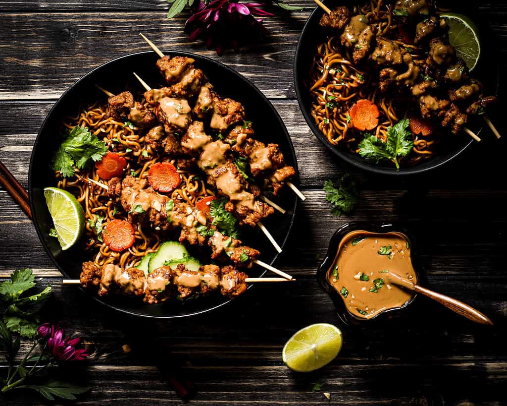 picture of vegan seitan satay