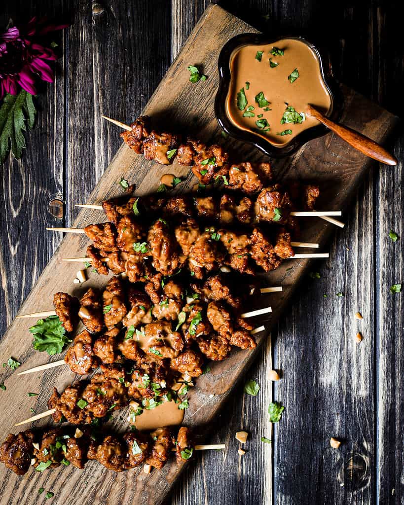 picture of vegan seitan satay