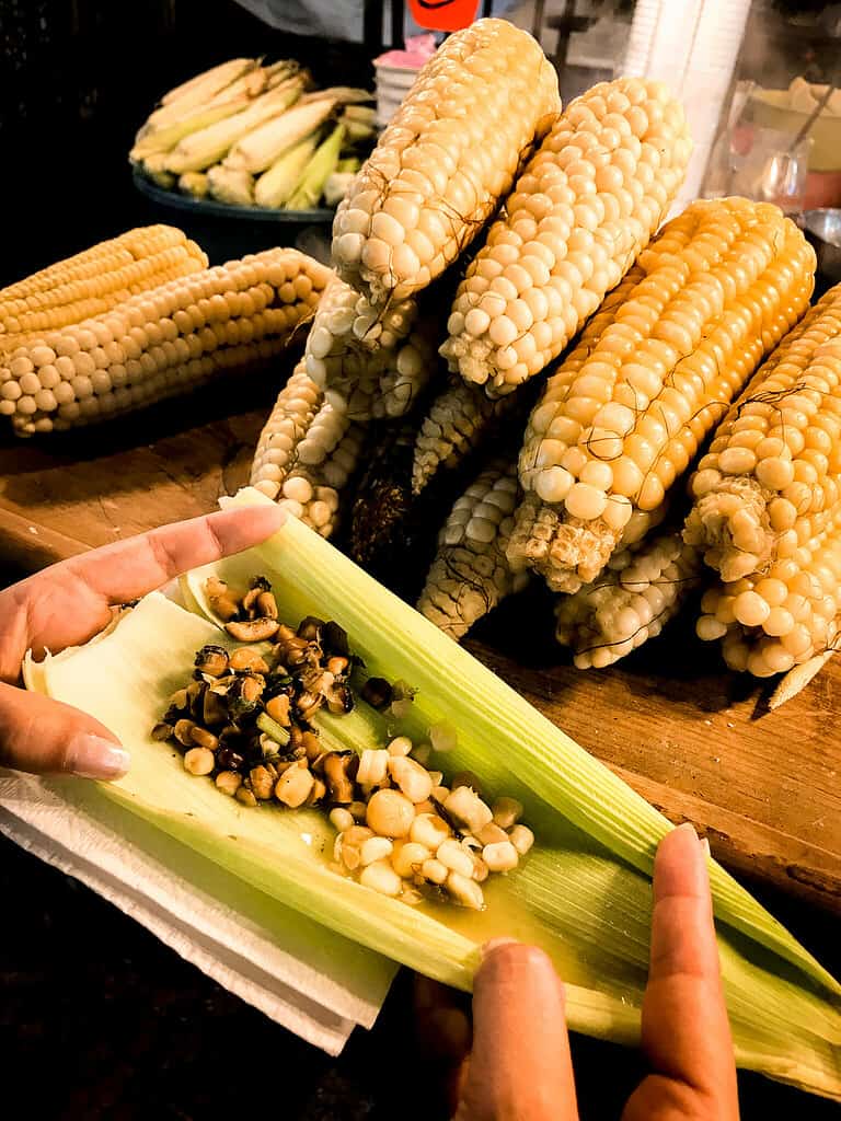 corn dish at vegan food tour