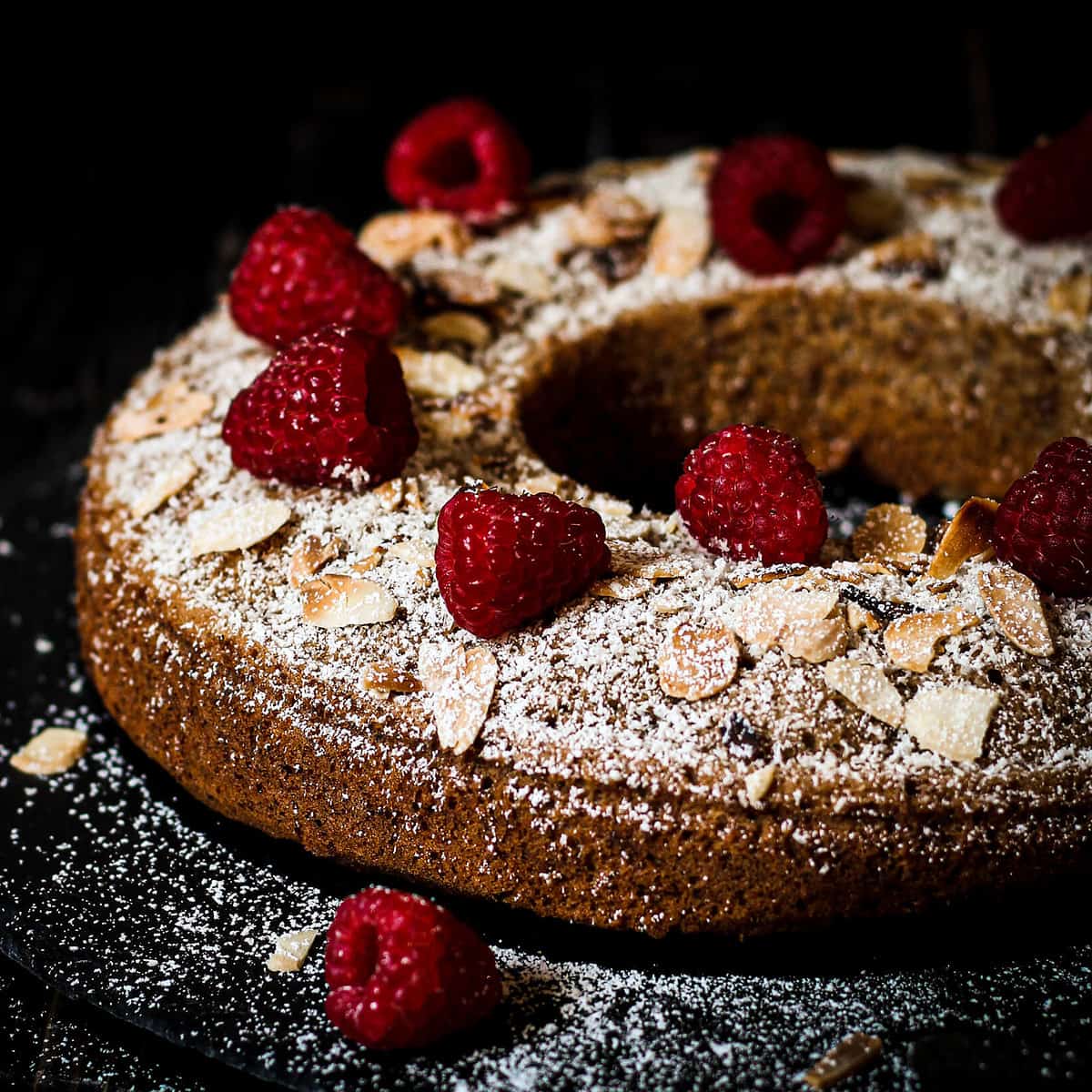 Vegan White Chocolate Raspberry Banana Cake