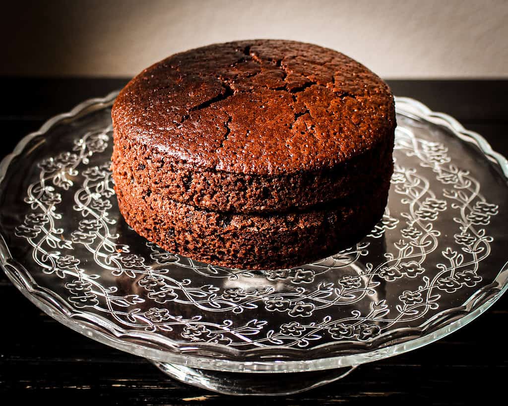 chocolate cake before food styling 