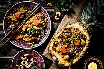 pineapple rice with vegan egg