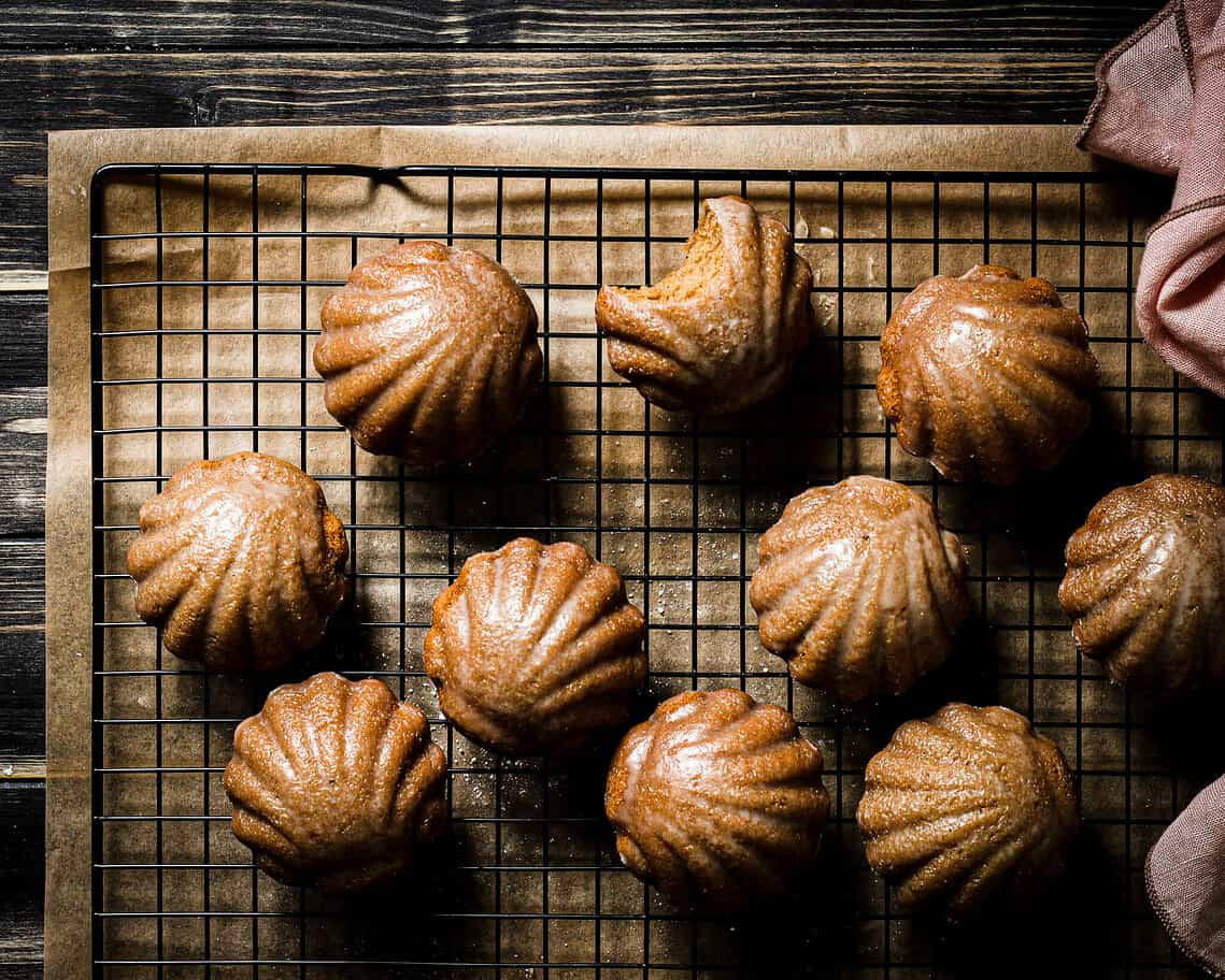 picture of WHITE CHOCOLATE GLAZED CHAI MADELEINES