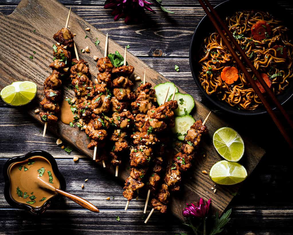 satay for your vegan party buffet