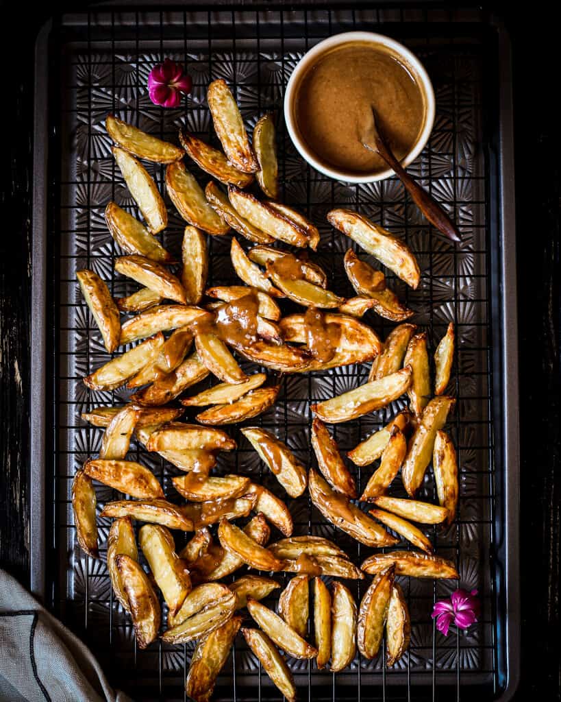 peanut sauce and oven fries