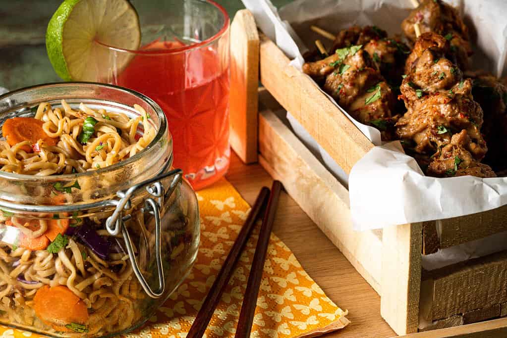 Lemongrass noodles with satay