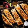vegan sweet potato focaccia cut in pieces