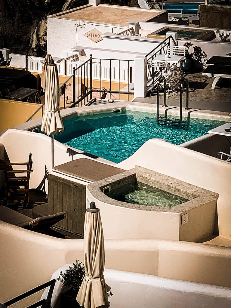 balcony pools at santorini