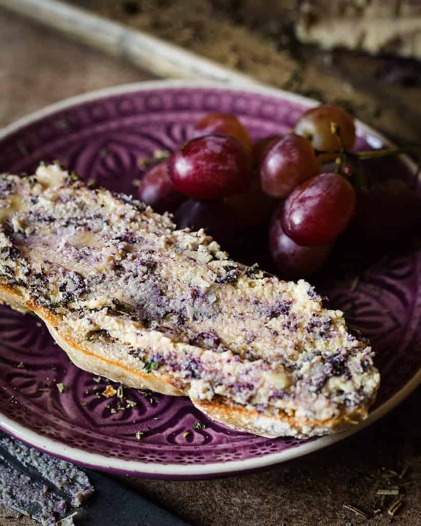 blueberry cashew cheese on bread