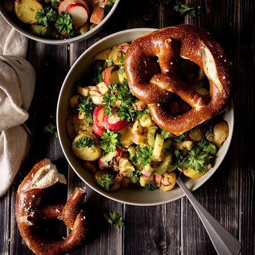 German potato salad with apples as a buffet dish