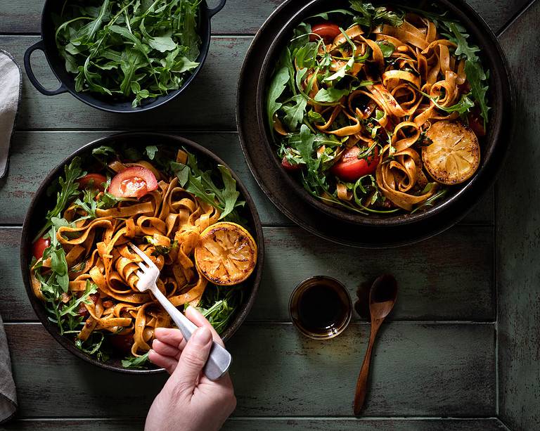 Nudelsalat aus der Pfanne