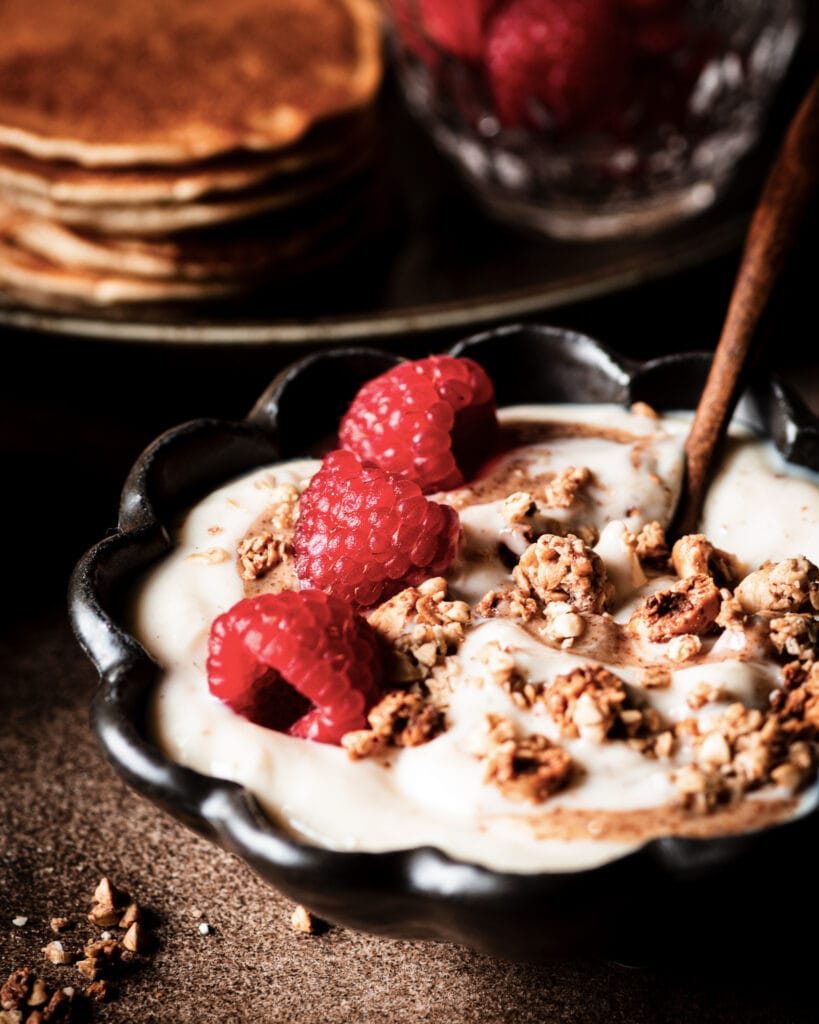 Granola with raspberries