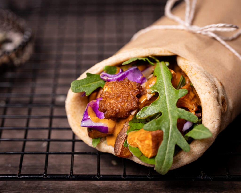 Vegan Lemongrass Sweet Potato Wraps with Peanut sauce