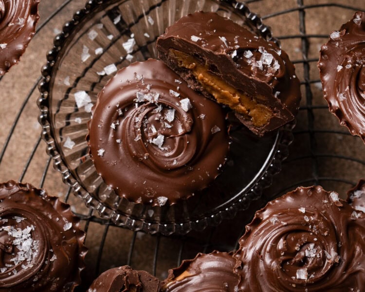 vegan almond butter cups with fleur de sel