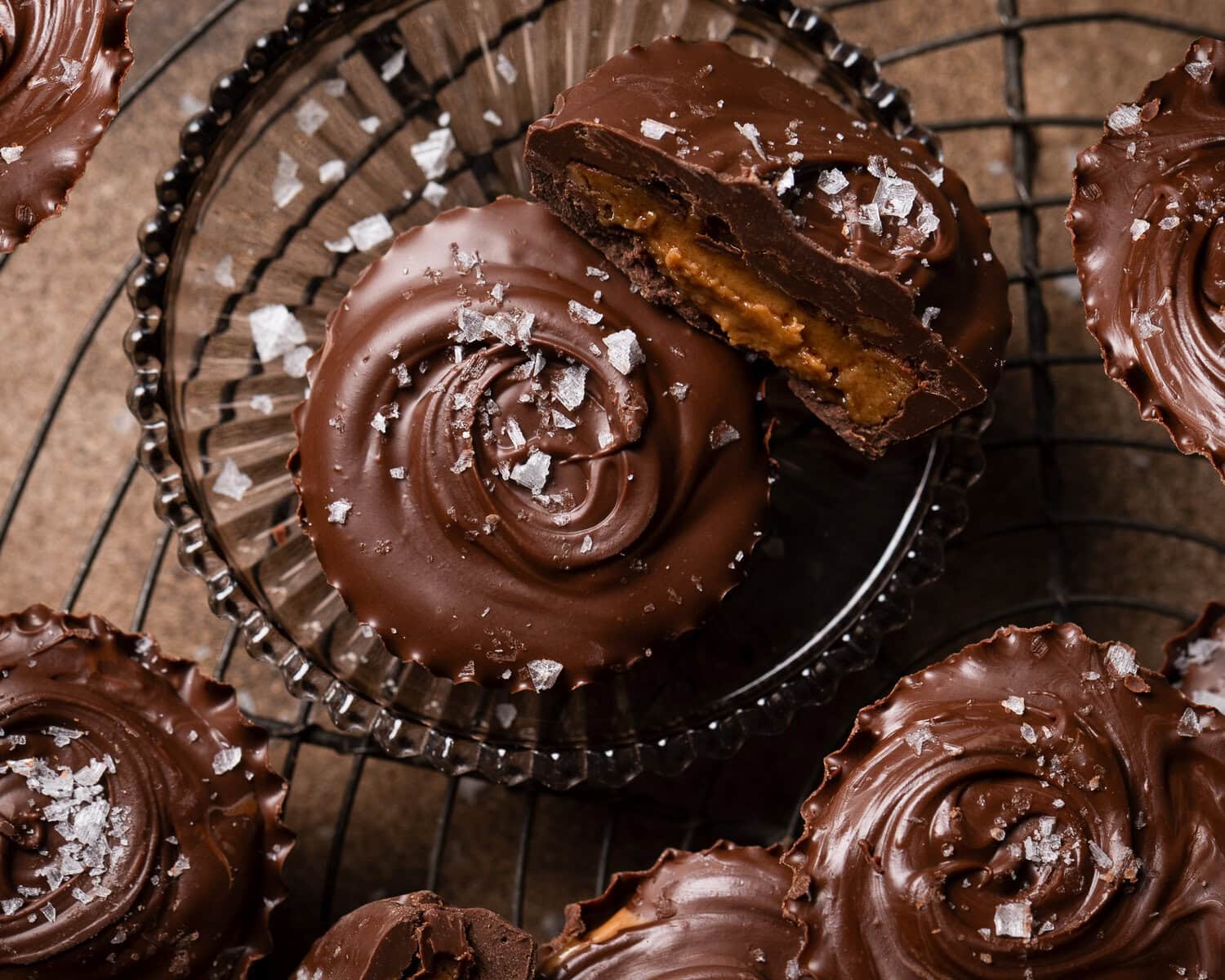 vegan almond butter cups with fleur de sel