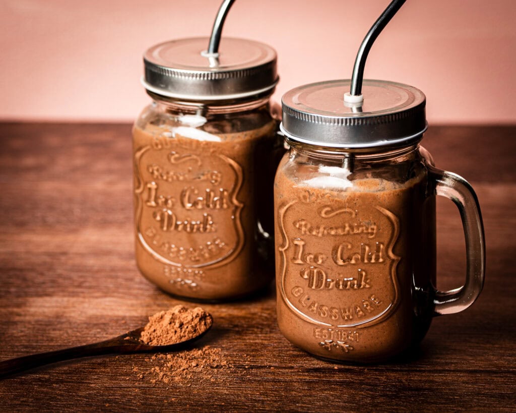 Vegan snickers shake with optional espresso – the ultimate vegan brunch hangover cure