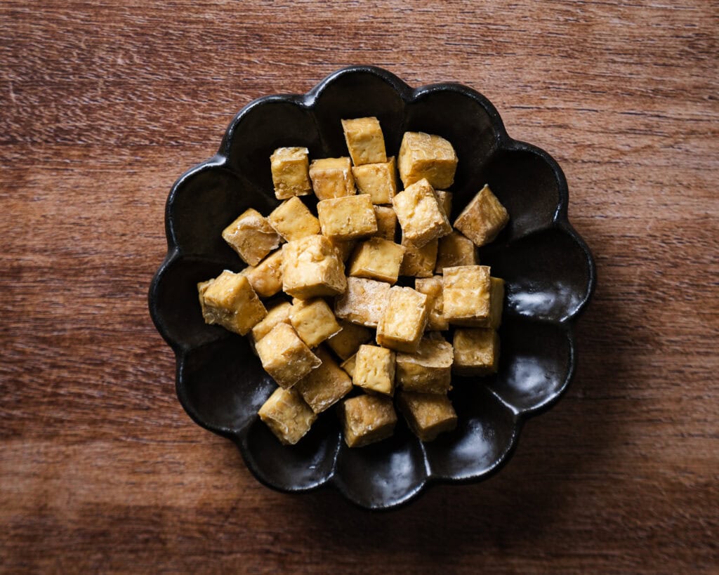 Air-fried plain tofu for glass noodle salad