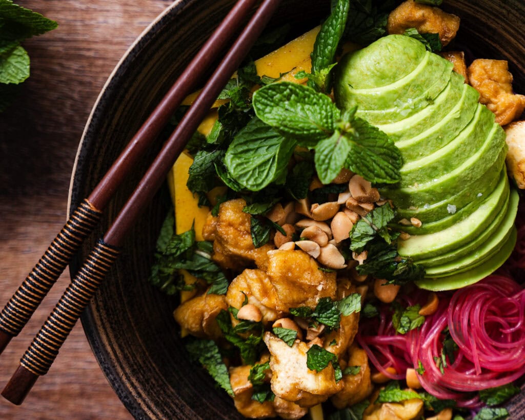 Vietnamese-inspired vegan glass noodle salad bowl