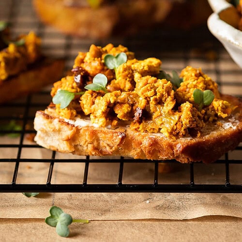 hearty vegan eggplant scramble