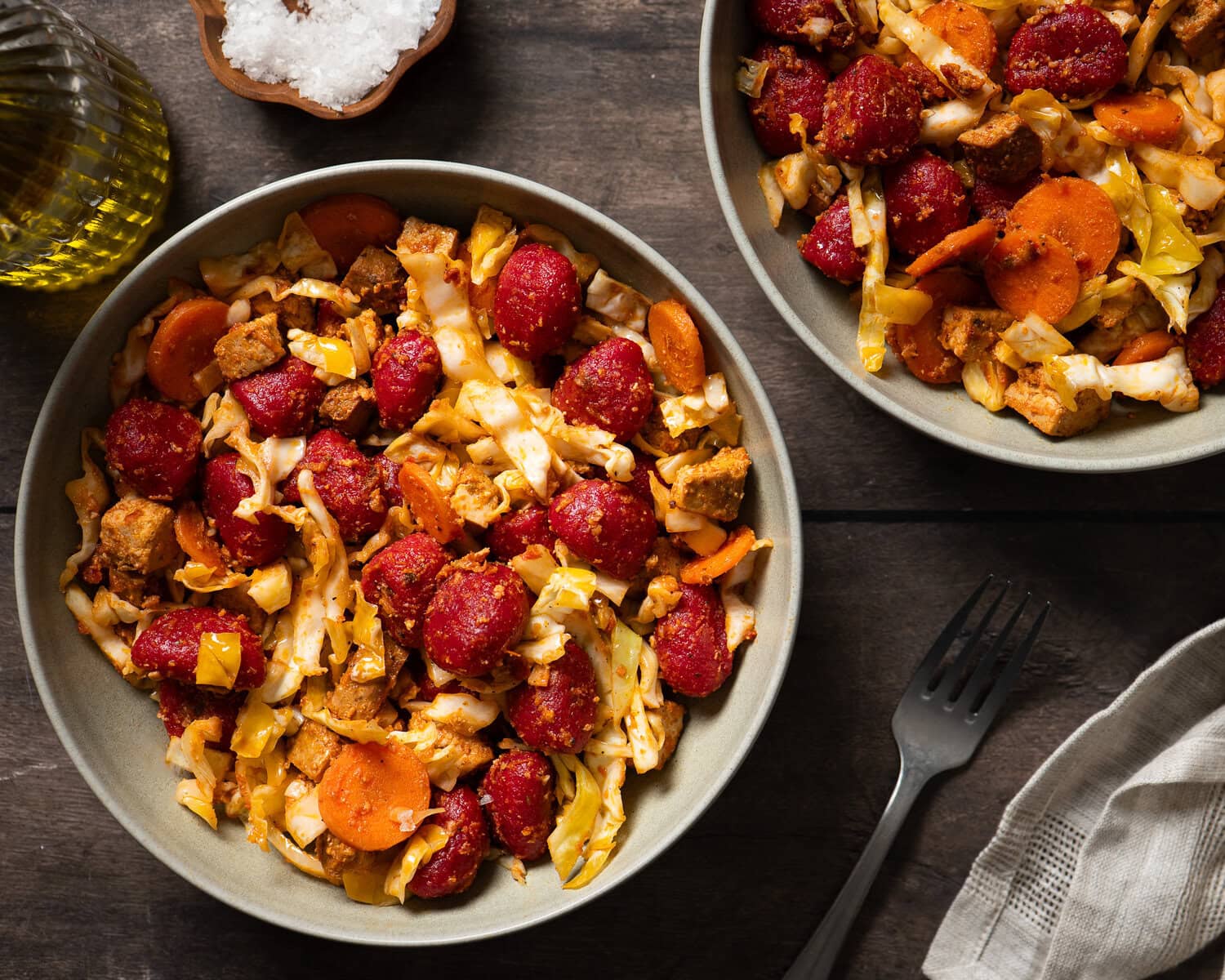 Schnelle vegane Gnocchi-Pfanne mit Gemüse (10 Minuten, 5 Zutaten)